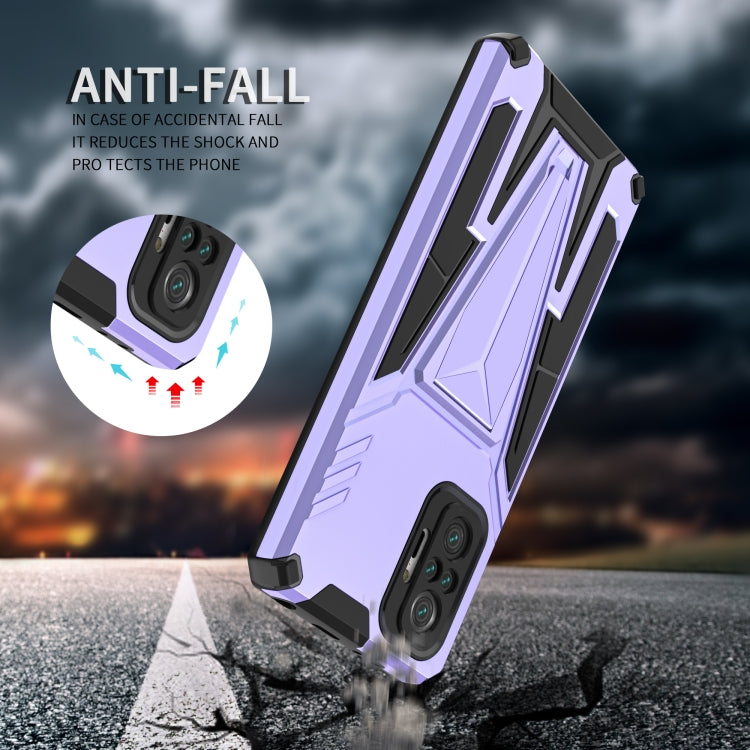 For Xiaomi Redmi Note 10 Pro Super V Armor PC + TPU Shockproof Case with Invisible Holder