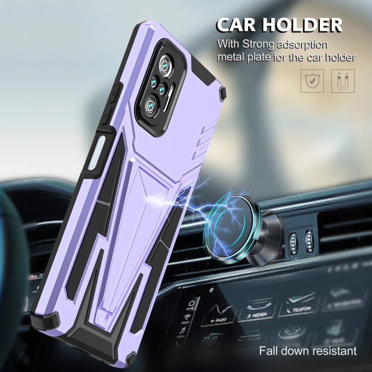 For Xiaomi Redmi Note 10 Pro Super V Armor PC + TPU Shockproof Case with Invisible Holder