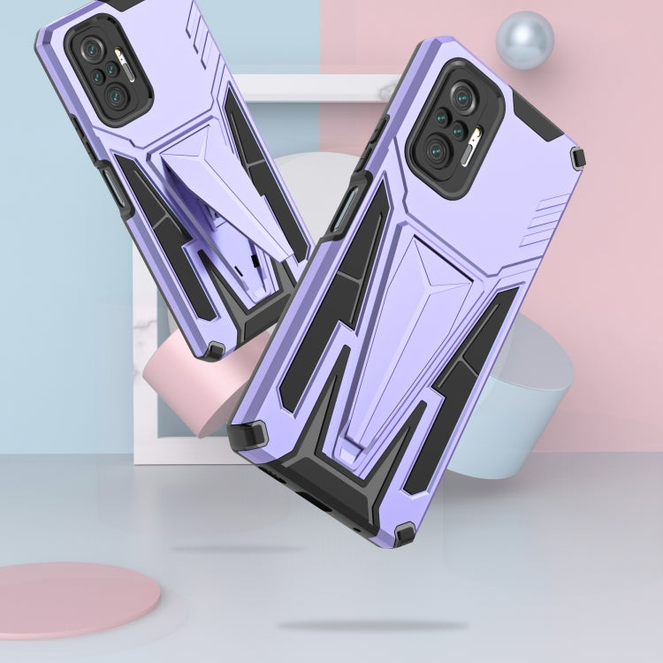 For Xiaomi Redmi Note 10 Pro Super V Armor PC + TPU Shockproof Case with Invisible Holder