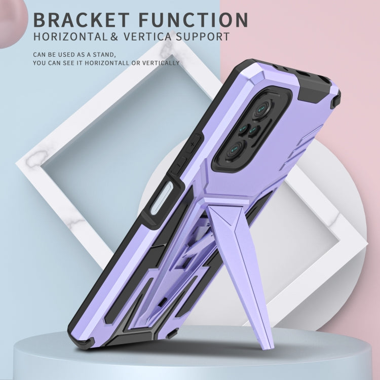 For Xiaomi Redmi Note 10 Pro Super V Armor PC + TPU Shockproof Case with Invisible Holder