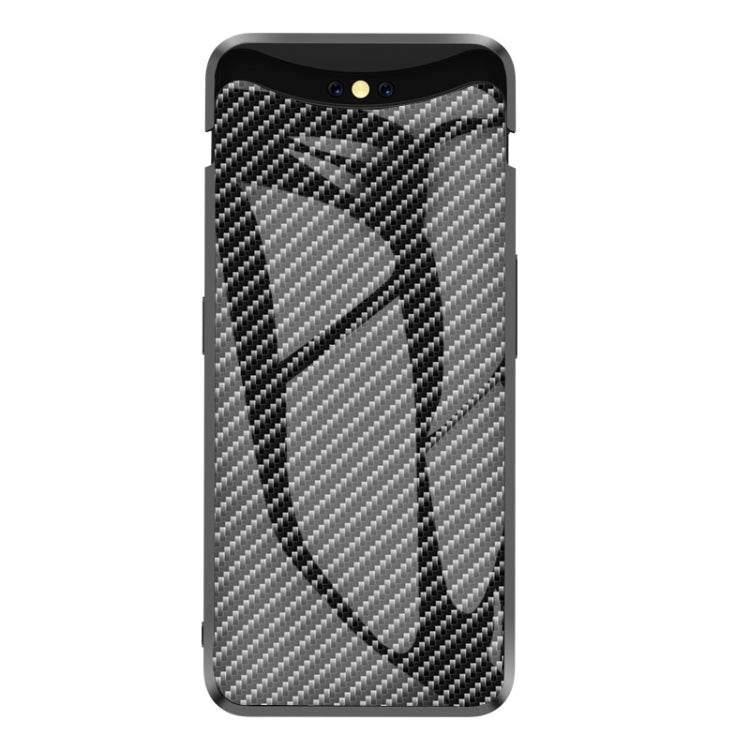 For OPPO Find X Gradient Carbon Fiber Texture TPU Border Tempered Glass Case