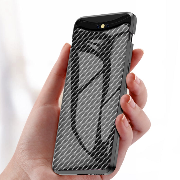 For OPPO Find X Gradient Carbon Fiber Texture TPU Border Tempered Glass Case