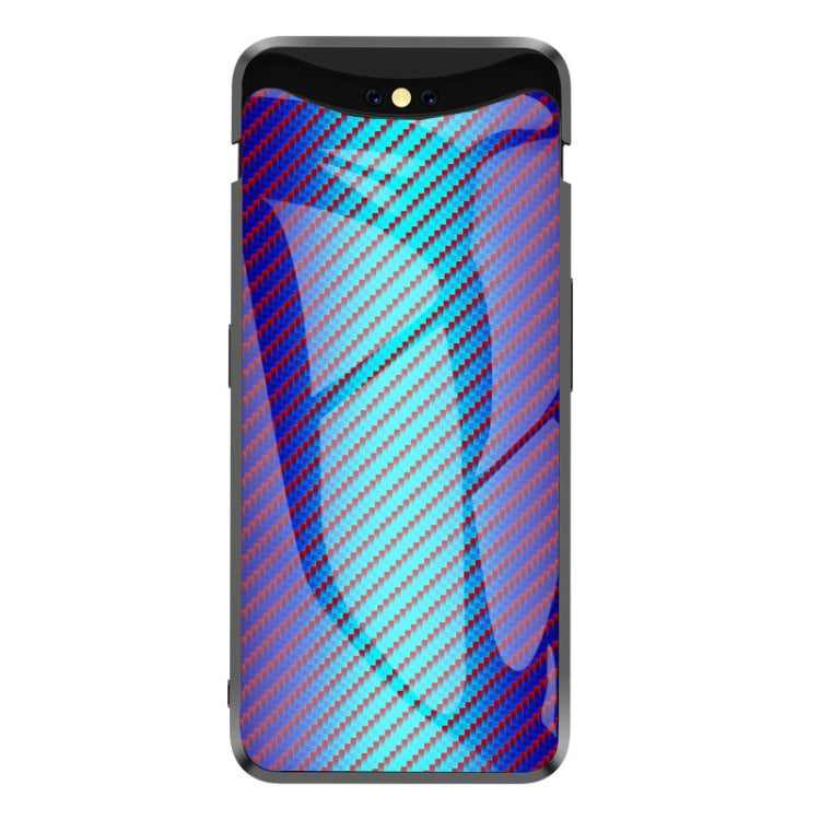 For OPPO Find X Gradient Carbon Fiber Texture TPU Border Tempered Glass Case