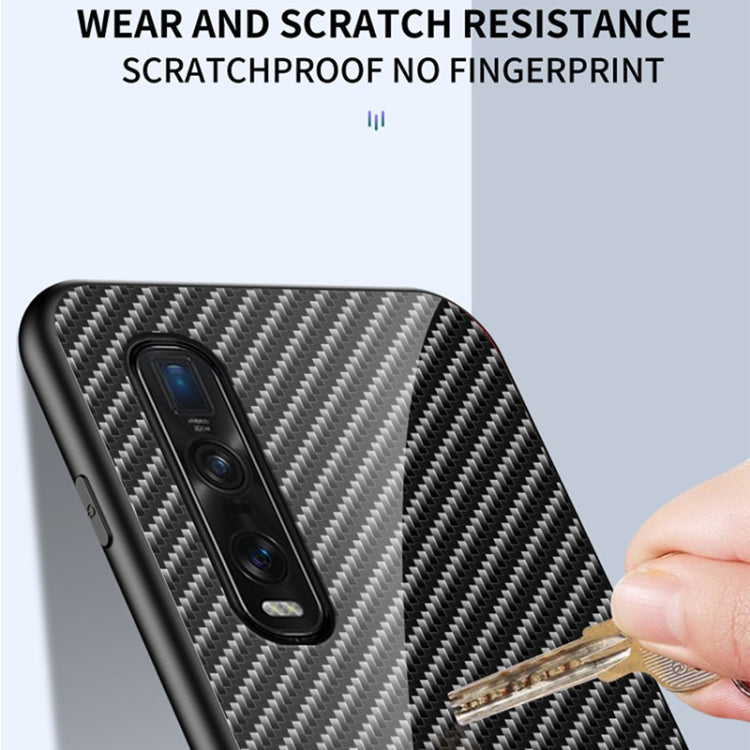 For OPPO Find X2 Pro Gradient Carbon Fiber Texture TPU Border Tempered Glass Case