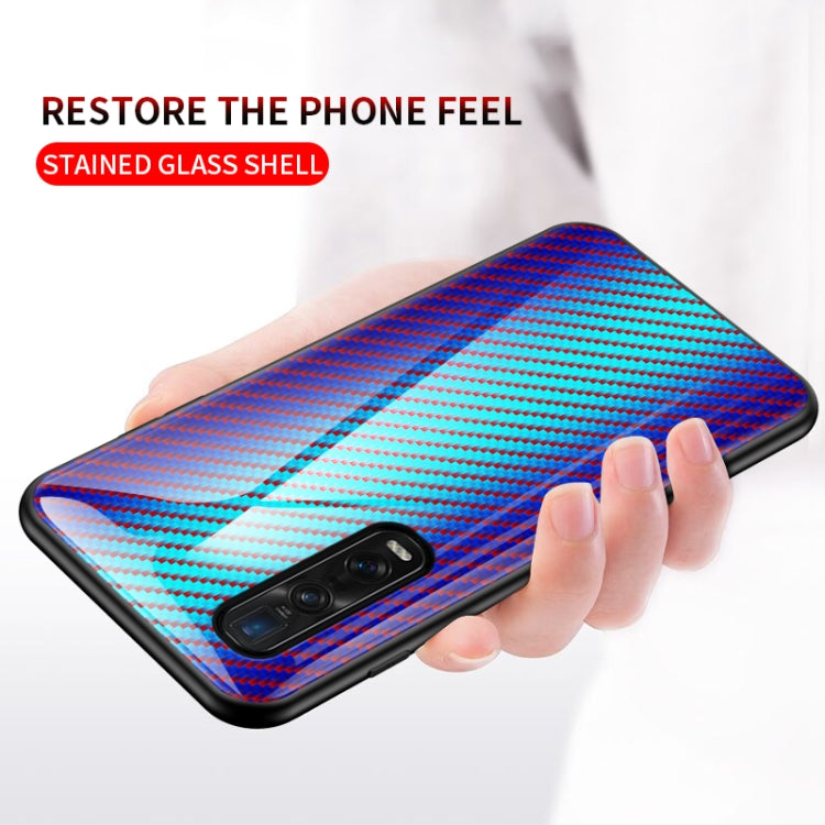 For OPPO Find X2 Pro Gradient Carbon Fiber Texture TPU Border Tempered Glass Case
