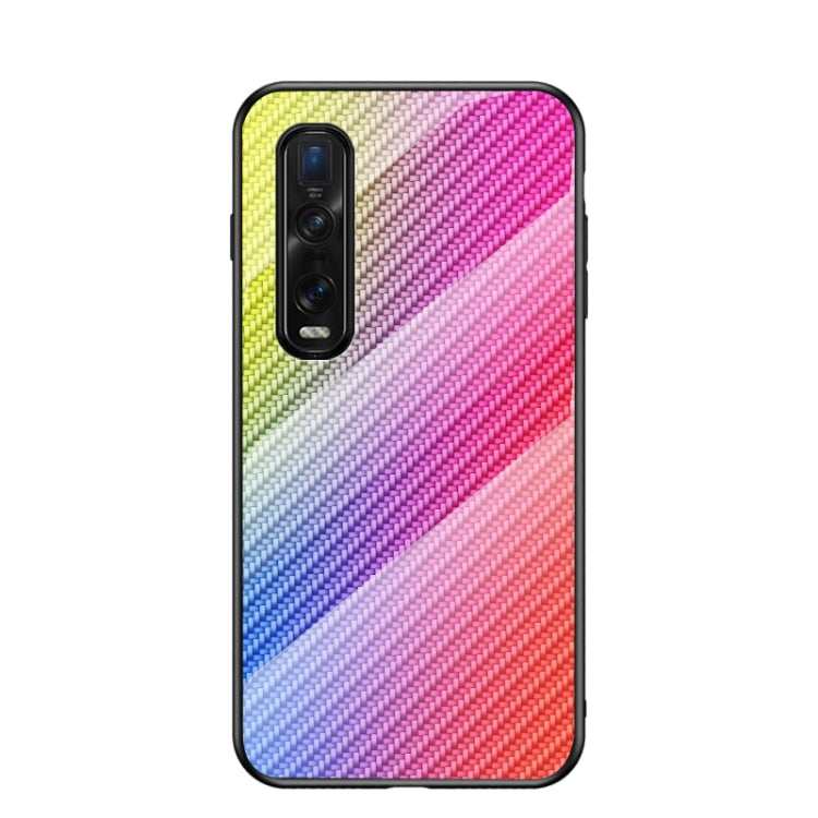 For OPPO Find X2 Pro Gradient Carbon Fiber Texture TPU Border Tempered Glass Case