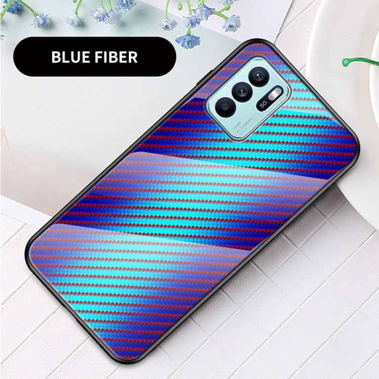 For OPPO Reno6 Z Gradient Carbon Fiber Texture TPU Border Tempered Glass Case