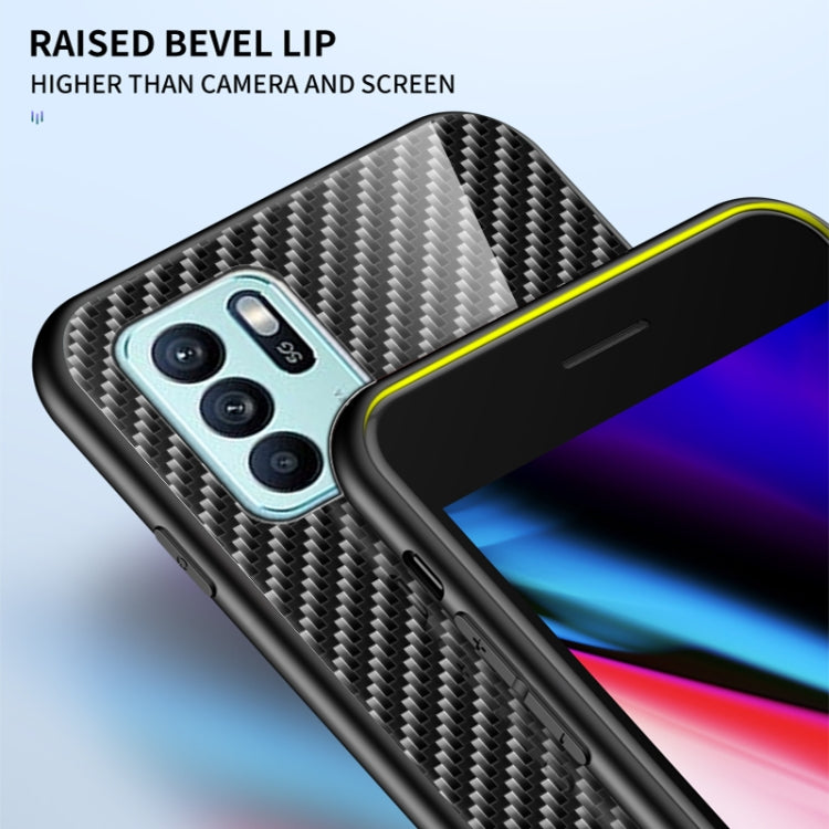 For OPPO Reno6 Z Gradient Carbon Fiber Texture TPU Border Tempered Glass Case