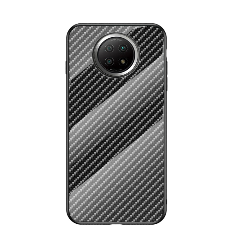 For Xiaomi Redmi Note 9T Gradient Carbon Fiber Texture TPU Border Tempered Glass Case