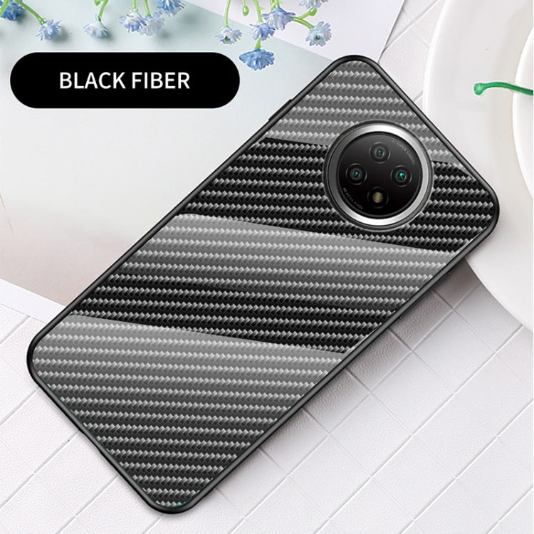 For Xiaomi Redmi Note 9T Gradient Carbon Fiber Texture TPU Border Tempered Glass Case