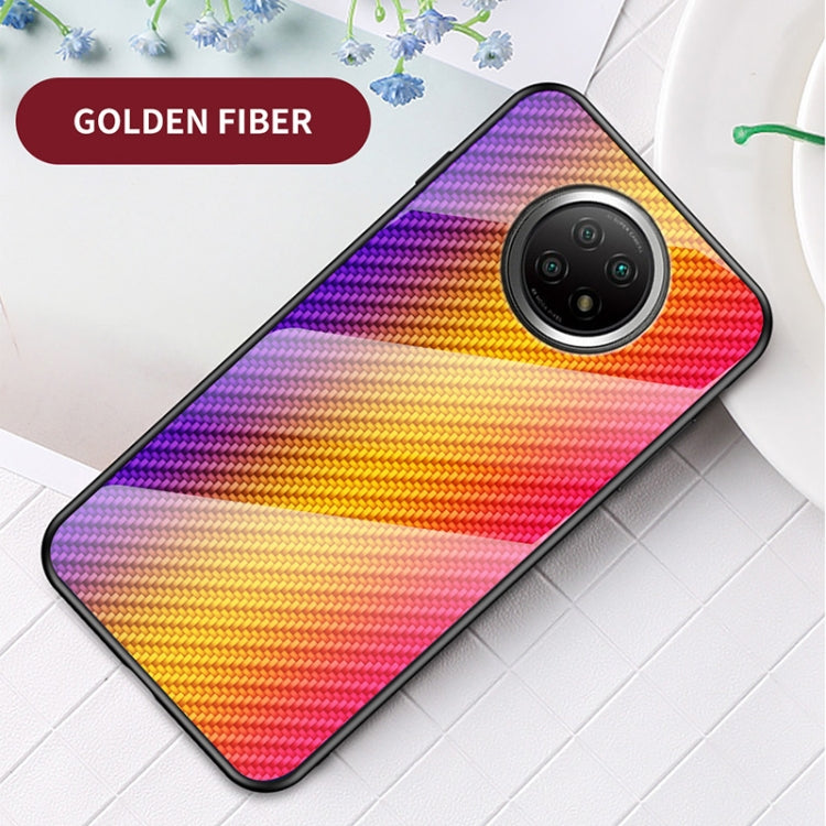 For Xiaomi Redmi Note 9T Gradient Carbon Fiber Texture TPU Border Tempered Glass Case