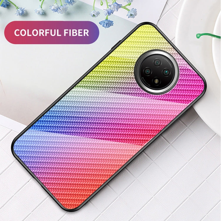 For Xiaomi Redmi Note 9T Gradient Carbon Fiber Texture TPU Border Tempered Glass Case