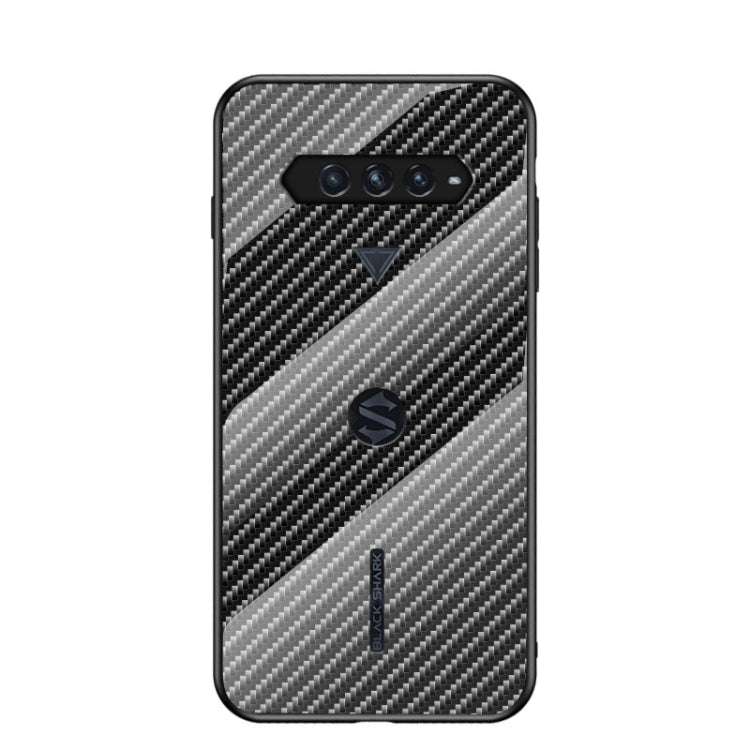 For Xiaomi Black Shark 4 / 4 Pro Gradient Carbon Fiber Texture TPU Border Tempered Glass Case