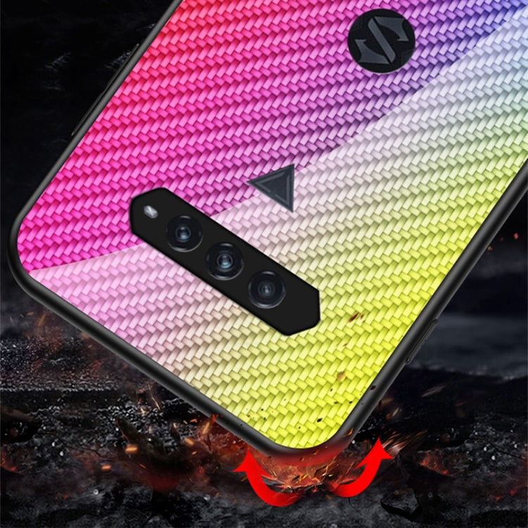 For Xiaomi Black Shark 4 / 4 Pro Gradient Carbon Fiber Texture TPU Border Tempered Glass Case