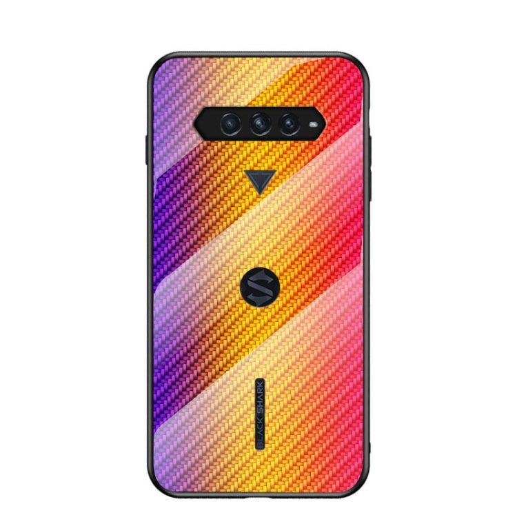 For Xiaomi Black Shark 4 / 4 Pro Gradient Carbon Fiber Texture TPU Border Tempered Glass Case