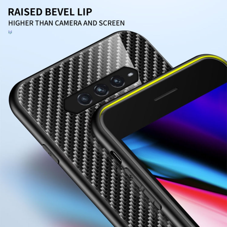 For Xiaomi Black Shark 4 / 4 Pro Gradient Carbon Fiber Texture TPU Border Tempered Glass Case