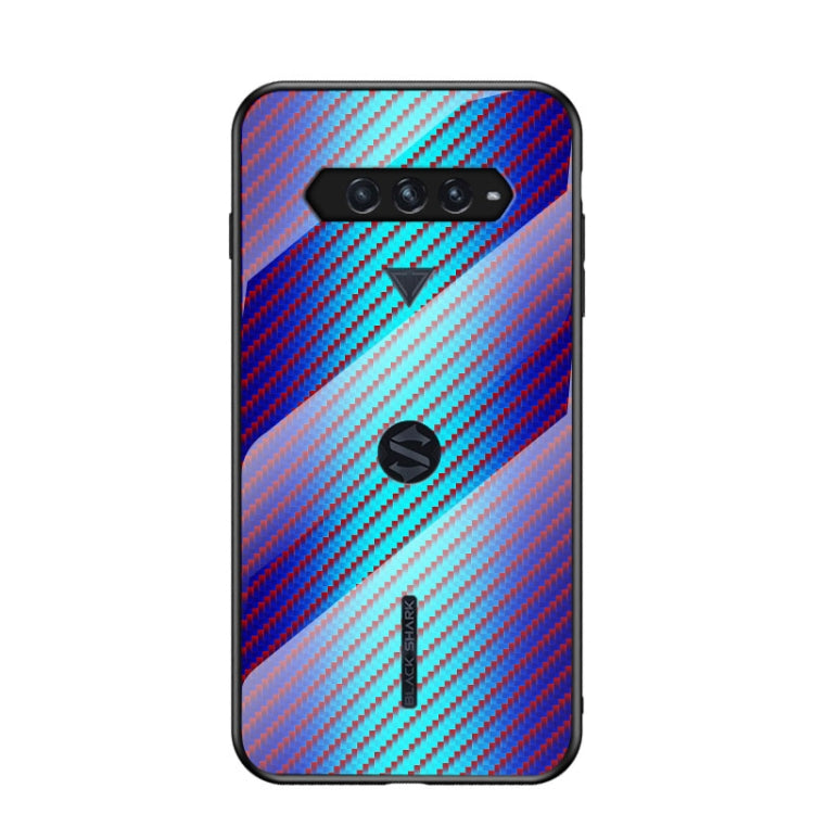 For Xiaomi Black Shark 4 / 4 Pro Gradient Carbon Fiber Texture TPU Border Tempered Glass Case