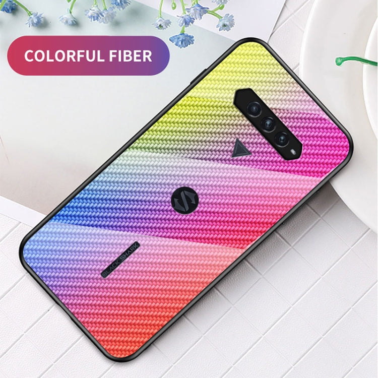 For Xiaomi Black Shark 4 / 4 Pro Gradient Carbon Fiber Texture TPU Border Tempered Glass Case