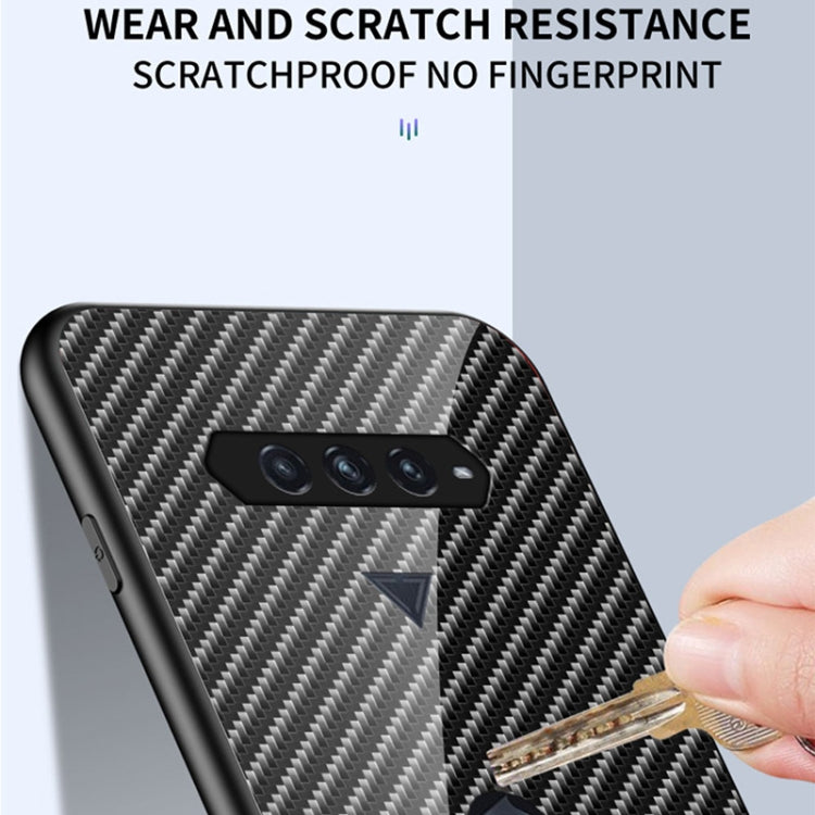 For Xiaomi Black Shark 4 / 4 Pro Gradient Carbon Fiber Texture TPU Border Tempered Glass Case