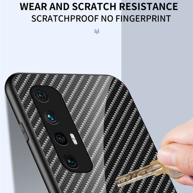 For Xiaomi Mi 10S Gradient Carbon Fiber Texture TPU Border Tempered Glass Case