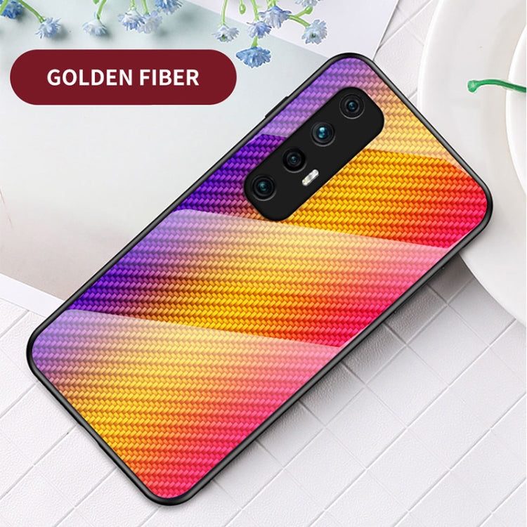 For Xiaomi Mi 10S Gradient Carbon Fiber Texture TPU Border Tempered Glass Case