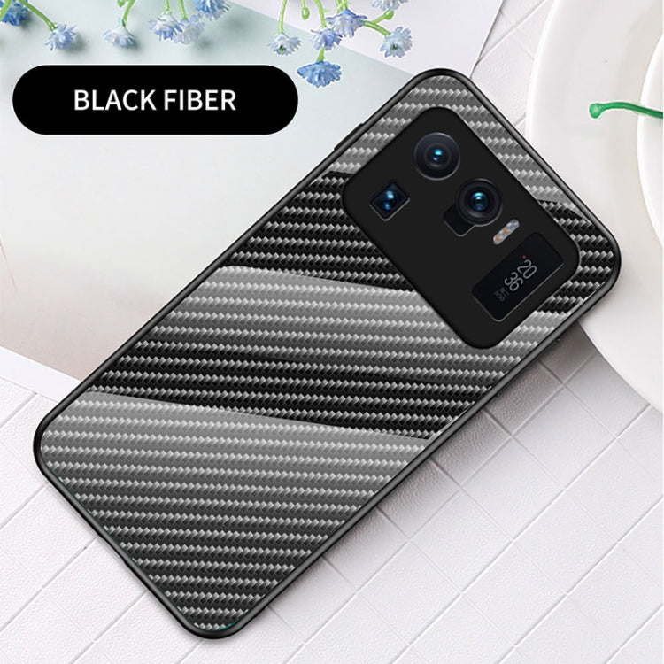 For Xiaomi Mi 11 Ultra Gradient Carbon Fiber Texture TPU Border Tempered Glass Case