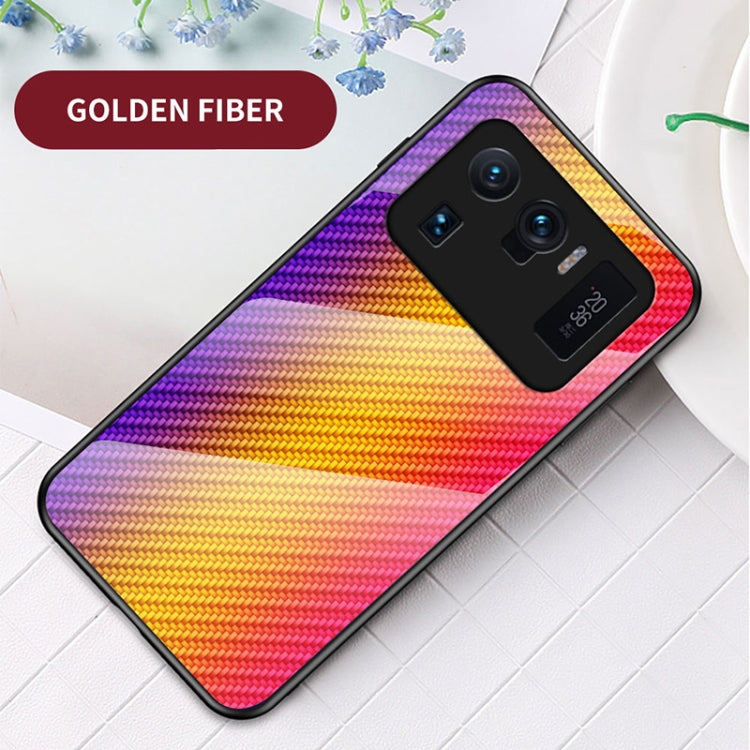 For Xiaomi Mi 11 Ultra Gradient Carbon Fiber Texture TPU Border Tempered Glass Case