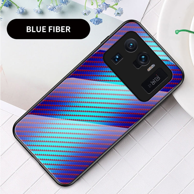 For Xiaomi Mi 11 Ultra Gradient Carbon Fiber Texture TPU Border Tempered Glass Case