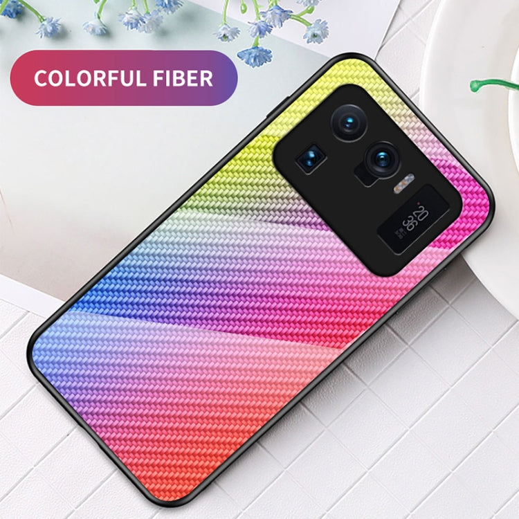 For Xiaomi Mi 11 Ultra Gradient Carbon Fiber Texture TPU Border Tempered Glass Case