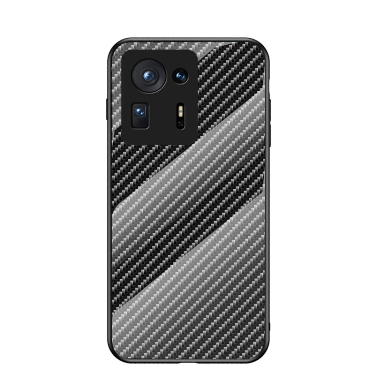 For Xiaomi Mi Mix 4 Gradient Carbon Fiber Texture TPU Border Tempered Glass Case