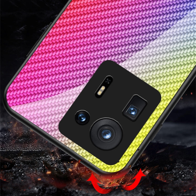 For Xiaomi Mi Mix 4 Gradient Carbon Fiber Texture TPU Border Tempered Glass Case