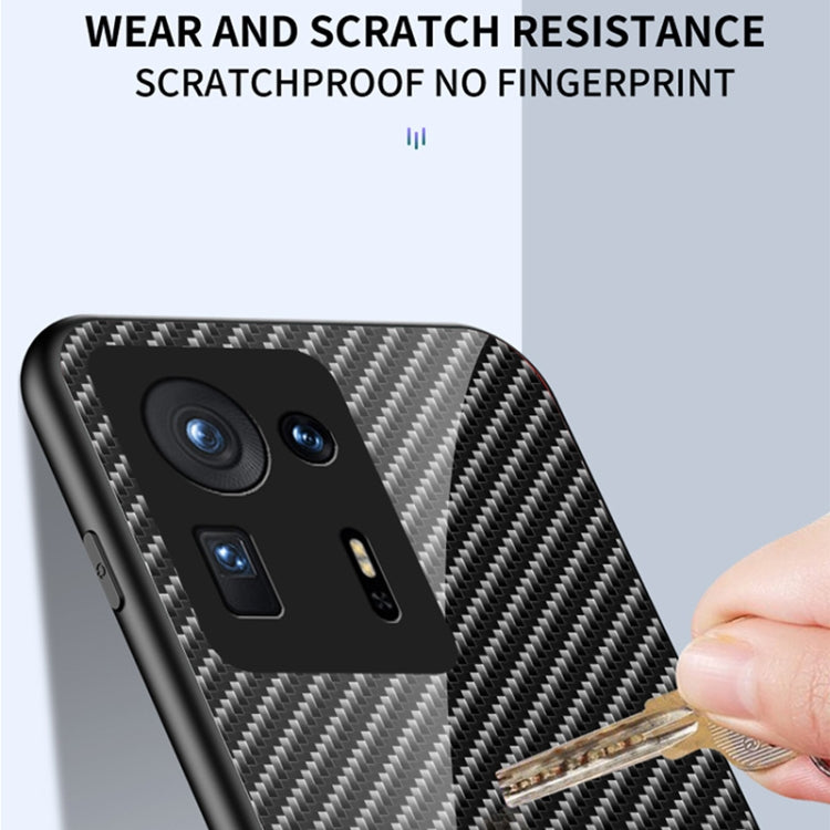 For Xiaomi Mi Mix 4 Gradient Carbon Fiber Texture TPU Border Tempered Glass Case