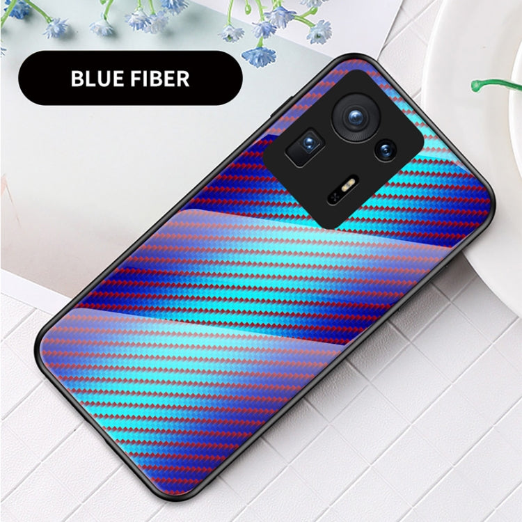 For Xiaomi Mi Mix 4 Gradient Carbon Fiber Texture TPU Border Tempered Glass Case