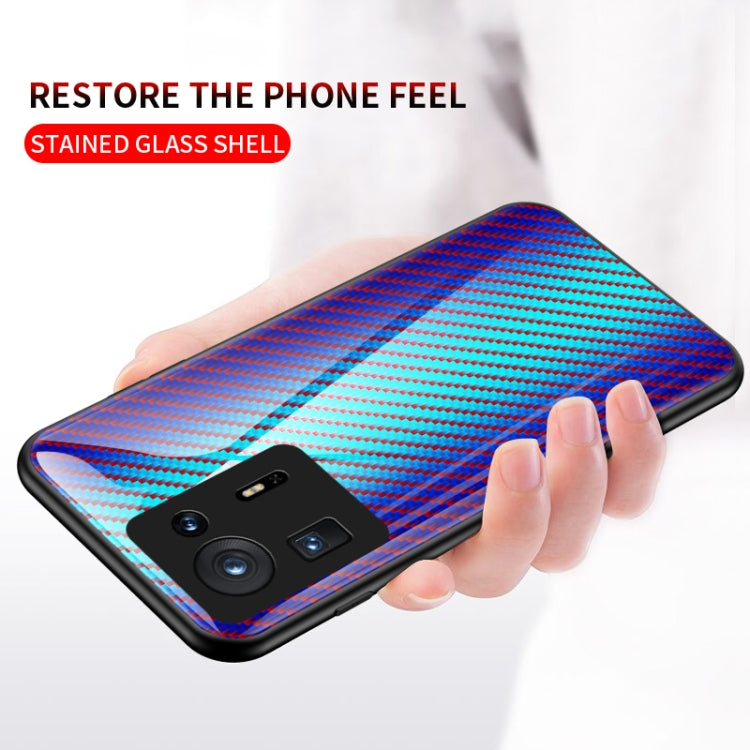 For Xiaomi Mi Mix 4 Gradient Carbon Fiber Texture TPU Border Tempered Glass Case