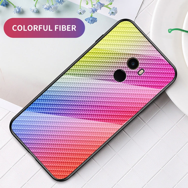 For Xiaomi Mi Mix Gradient Carbon Fiber Texture TPU Border Tempered Glass Case