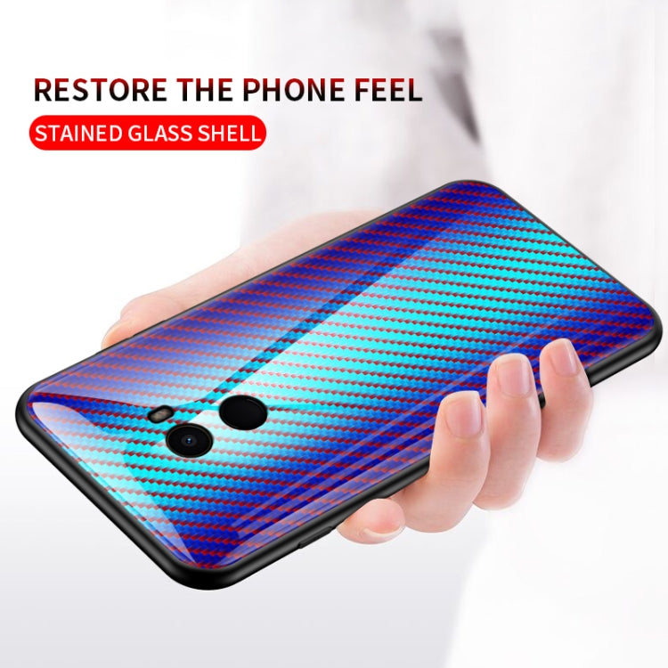 For Xiaomi Mi Mix Gradient Carbon Fiber Texture TPU Border Tempered Glass Case