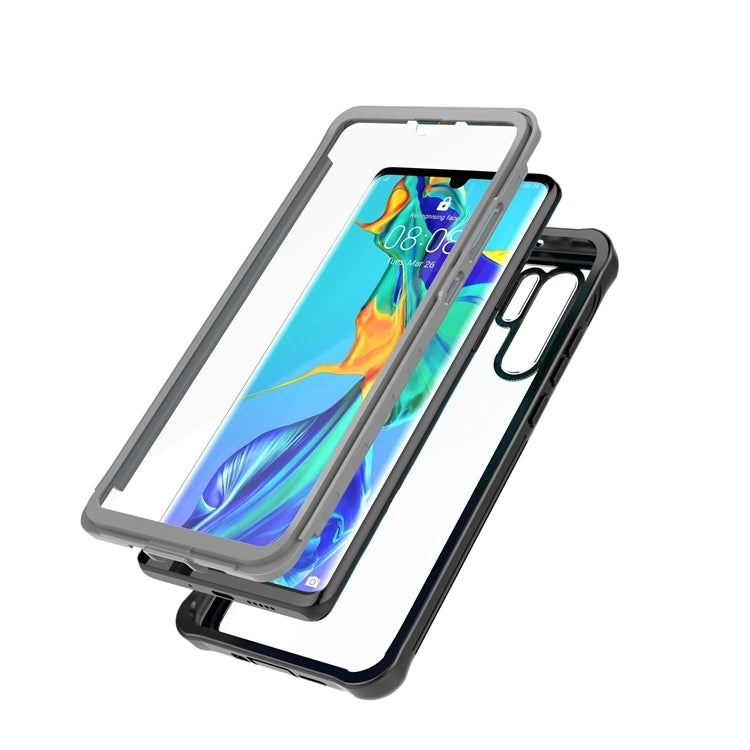 For Huawei P30 Pro Waterproof Dustproof Shockproof Transparent Acrylic Protective Case(Black)