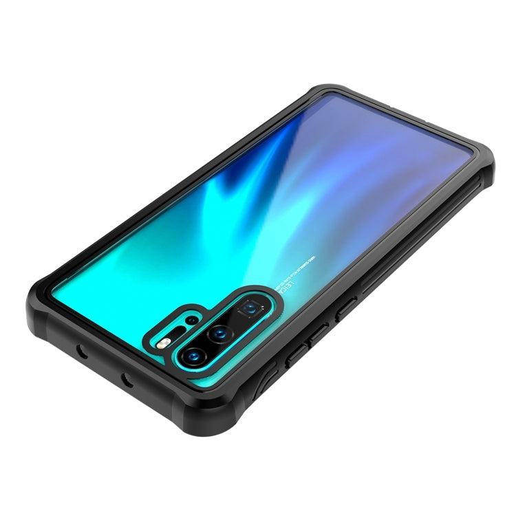 For Huawei P30 Pro Waterproof Dustproof Shockproof Transparent Acrylic Protective Case(Black)