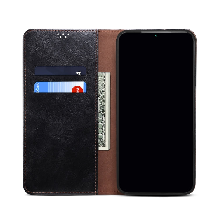 For OPPO Realme C21Y Simple Wax Crazy Horse Texture Horizontal Flip Leather Case with Card Slots & Holder