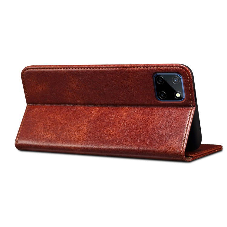 For OPPO Realme C21Y Simple Wax Crazy Horse Texture Horizontal Flip Leather Case with Card Slots & Holder