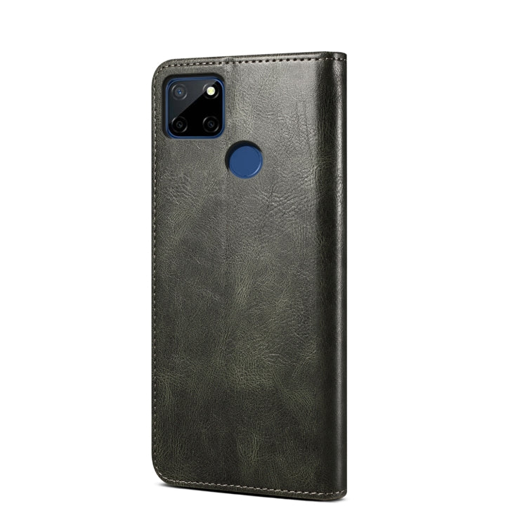 For OPPO Realme C21Y Simple Wax Crazy Horse Texture Horizontal Flip Leather Case with Card Slots & Holder