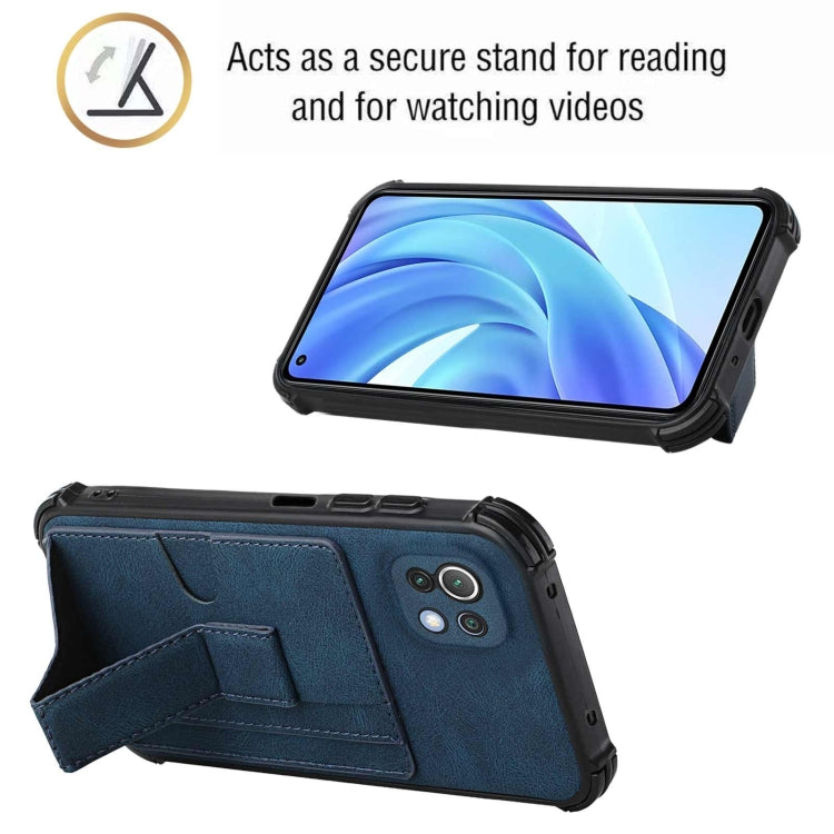 For Xiaomi Mi 11 Lite Dream PU + TPU Four-corner Shockproof Back Cover Case with Card Slots & Holder