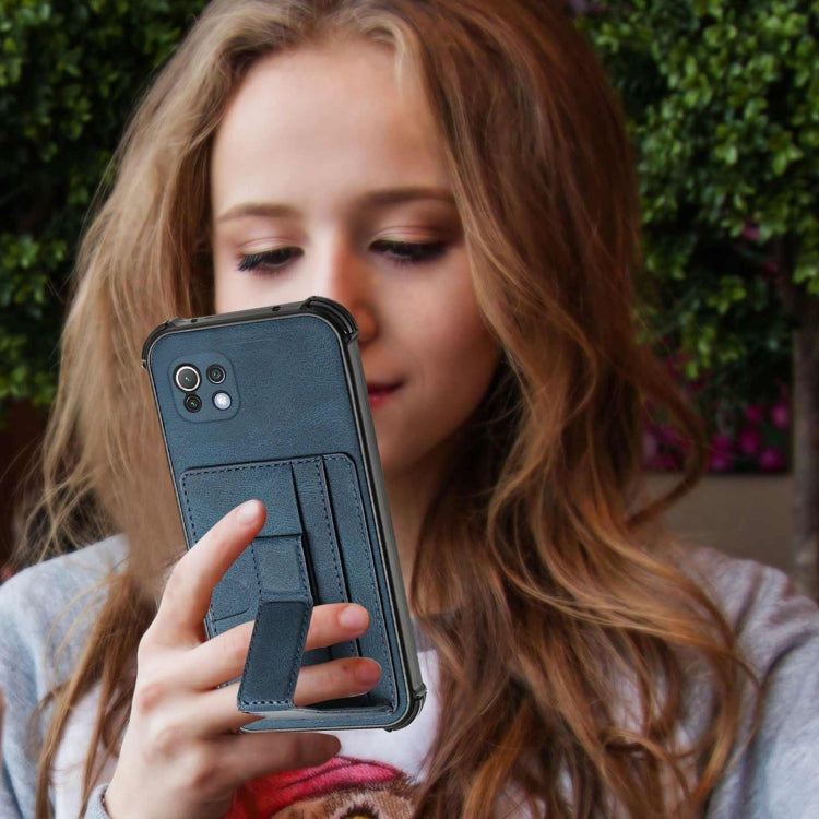 For Xiaomi Mi 11 Lite Dream PU + TPU Four-corner Shockproof Back Cover Case with Card Slots & Holder