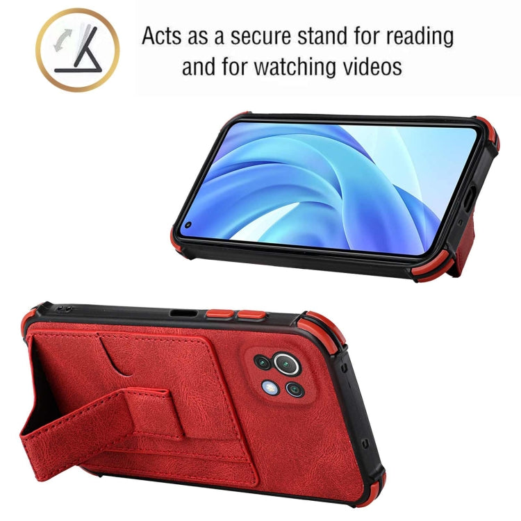 For Xiaomi Mi 11 Lite Dream PU + TPU Four-corner Shockproof Back Cover Case with Card Slots & Holder