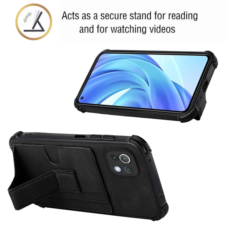 For Xiaomi Mi 11 Lite Dream PU + TPU Four-corner Shockproof Back Cover Case with Card Slots & Holder