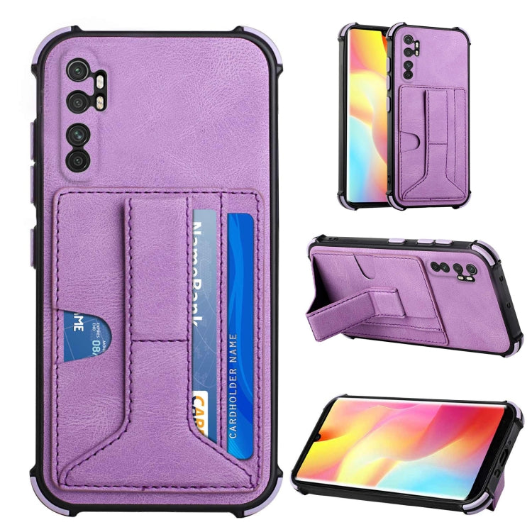 For Xiaomi Mi Note 10 Lite Dream PU + TPU Four-corner Shockproof Back Cover Case with Card Slots & Holder