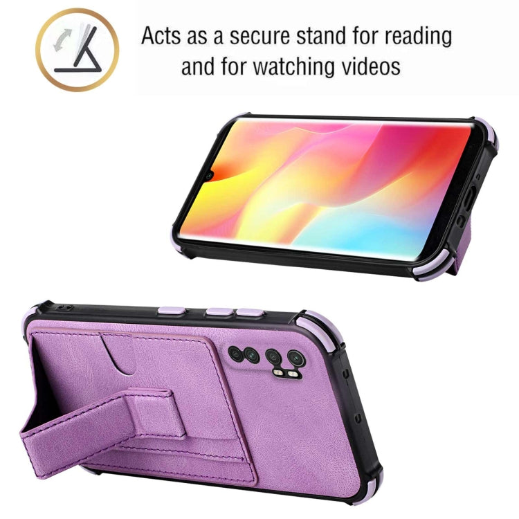 For Xiaomi Mi Note 10 Lite Dream PU + TPU Four-corner Shockproof Back Cover Case with Card Slots & Holder