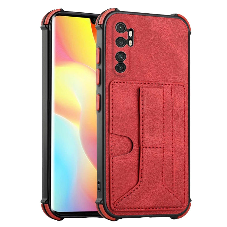 For Xiaomi Mi Note 10 Lite Dream PU + TPU Four-corner Shockproof Back Cover Case with Card Slots & Holder
