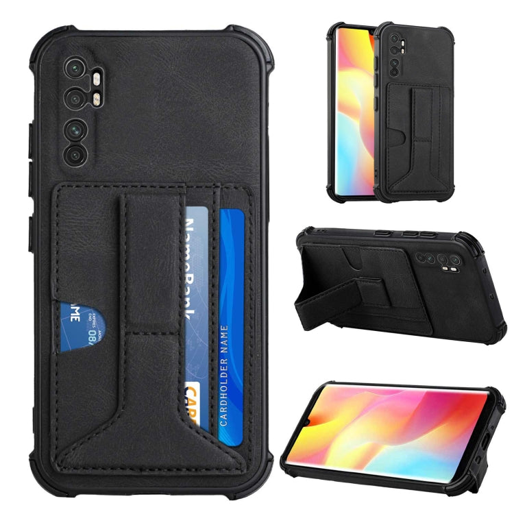 For Xiaomi Mi Note 10 Lite Dream PU + TPU Four-corner Shockproof Back Cover Case with Card Slots & Holder