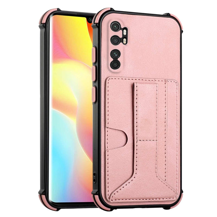 For Xiaomi Mi Note 10 Lite Dream PU + TPU Four-corner Shockproof Back Cover Case with Card Slots & Holder